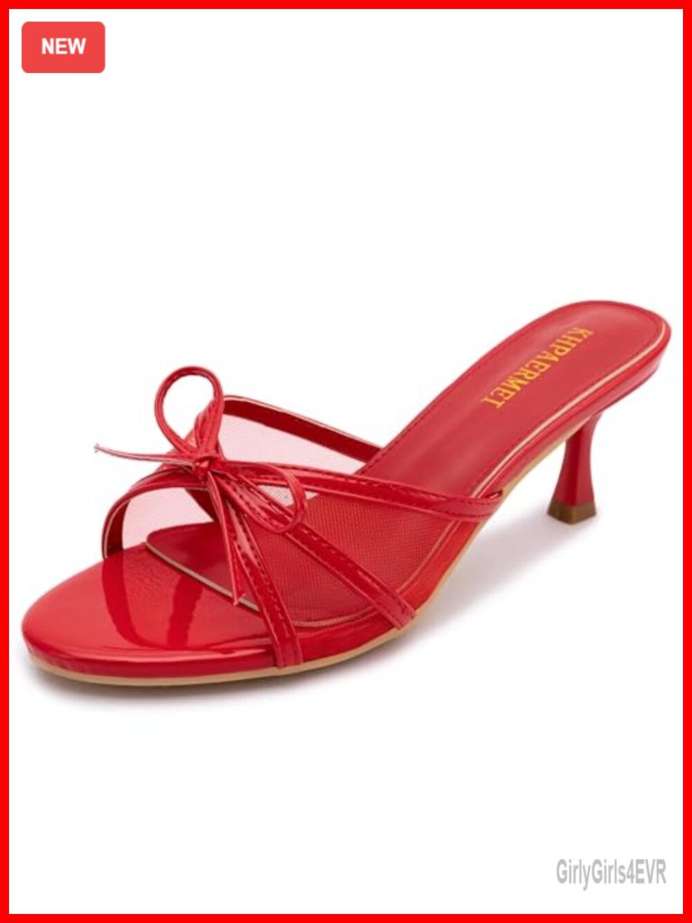 Kitten Heel Sandals Open Round Toe Bow Vintage Mules Faux Leather Slip On